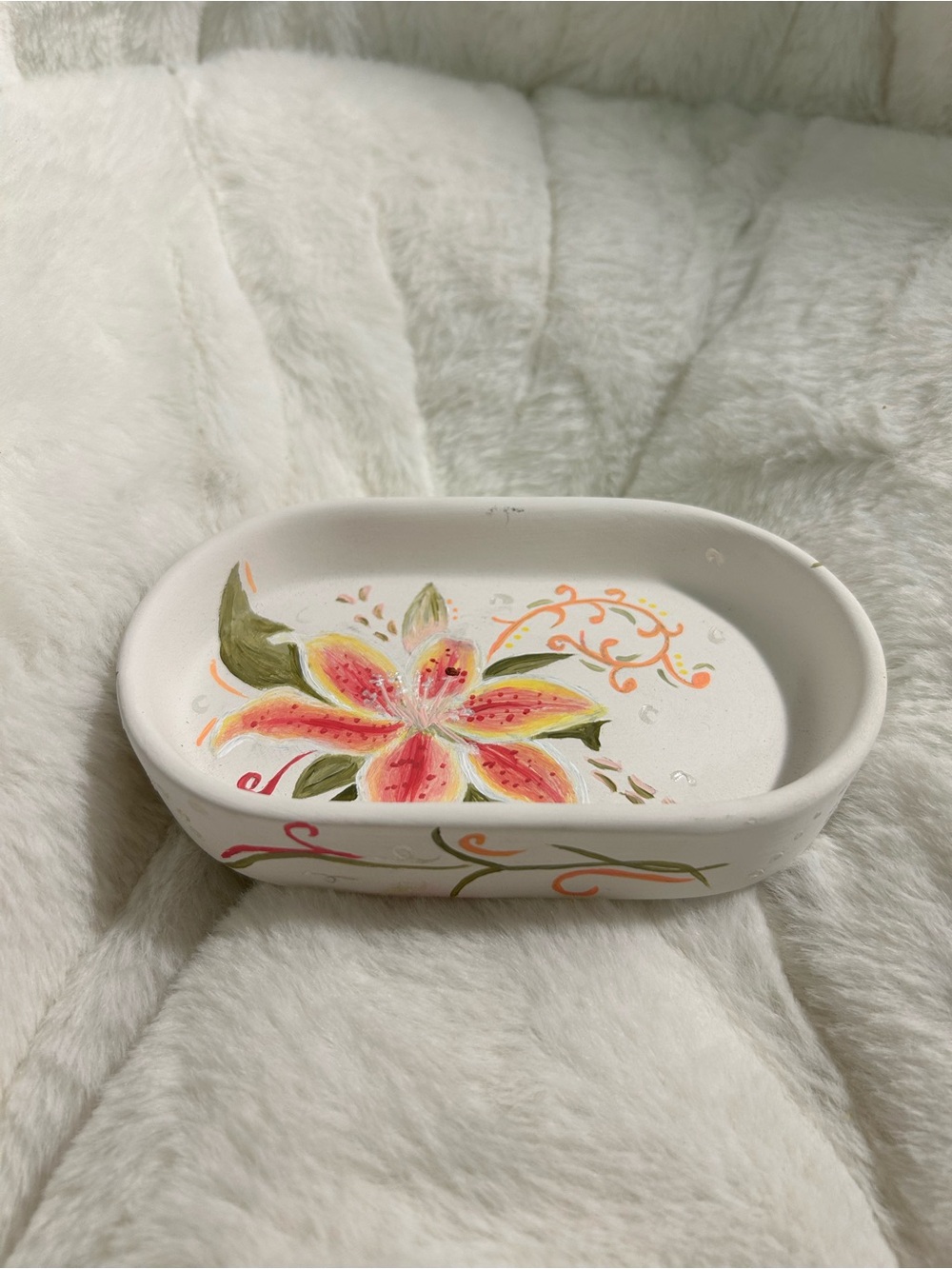 Hand-Painted Floral Trinket Tray